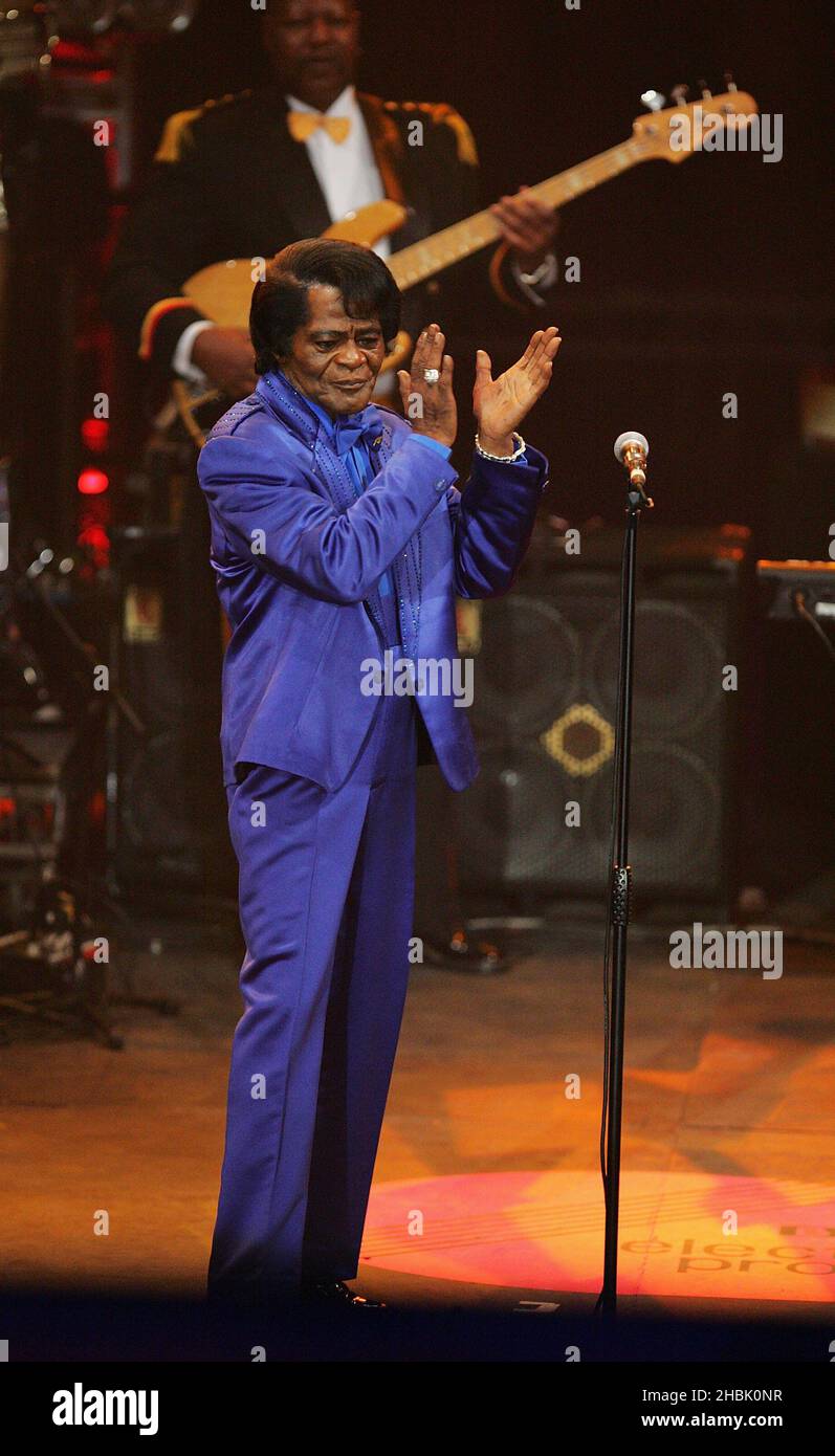 James Brown performs as part of the BBC Electric Proms, on October 27