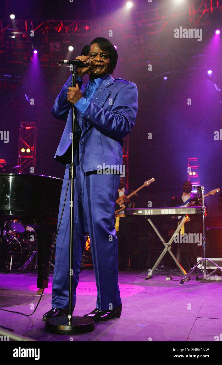 James Brown performs as part of the BBC Electric Proms, on October 27