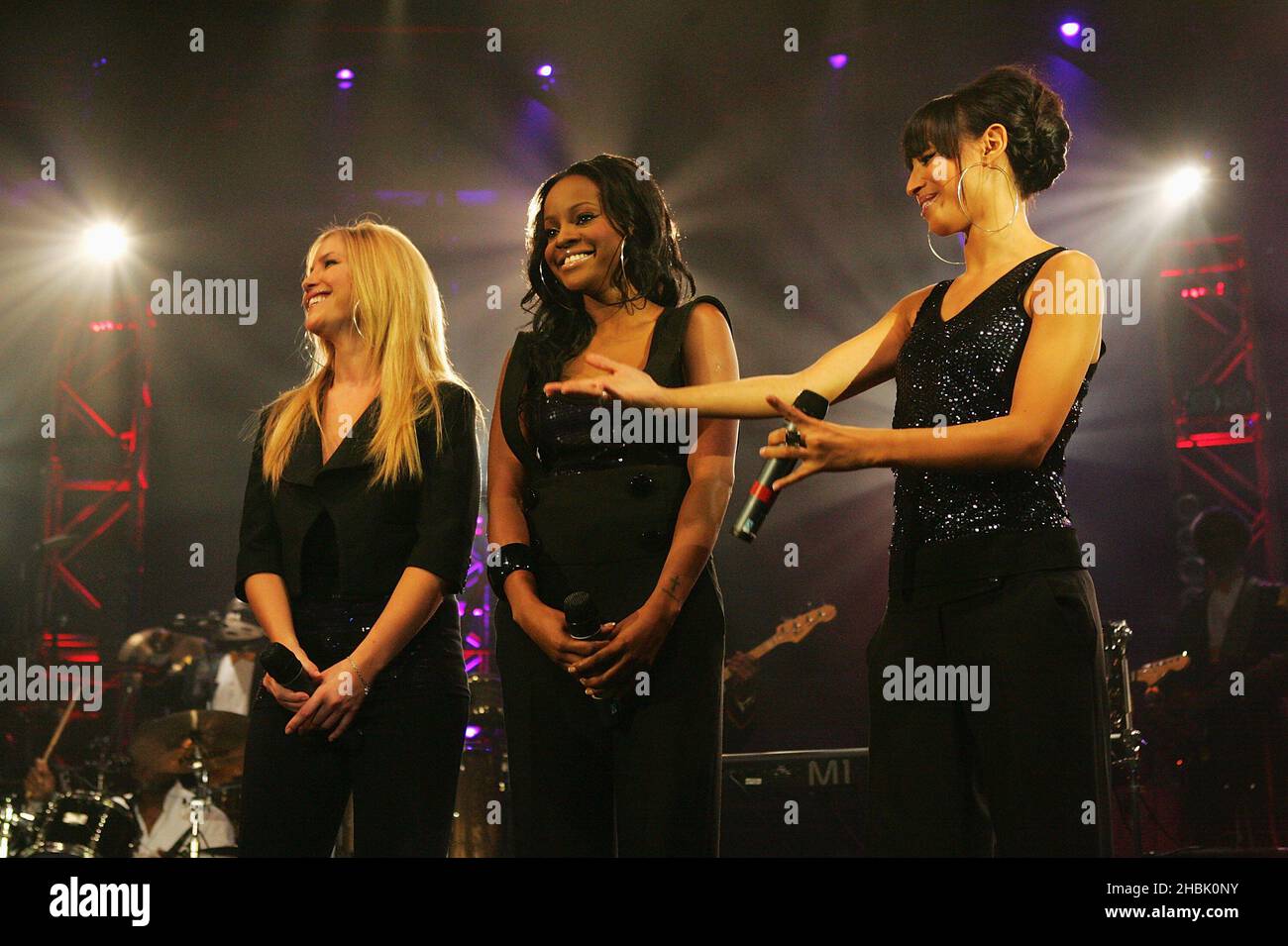 James Brown performs with the Sugababes at the Roundhouse, as part of