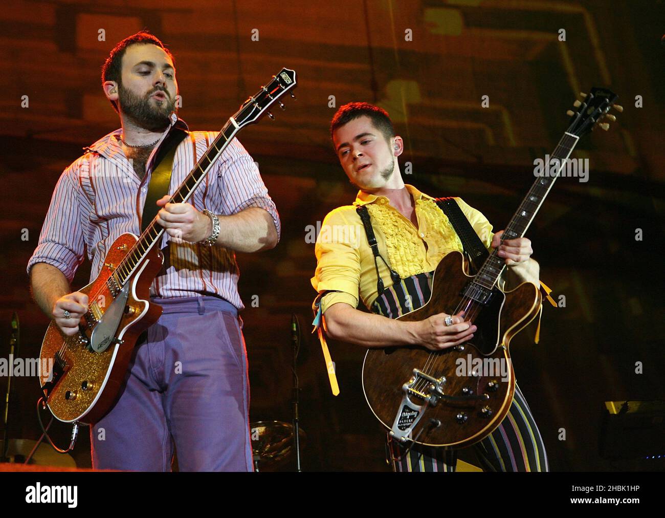 (right-left) Babydaddy and Del Marquis of the Scissor Sisters performs at Wembley Arena in London, November 24, 2006. Stock Photo