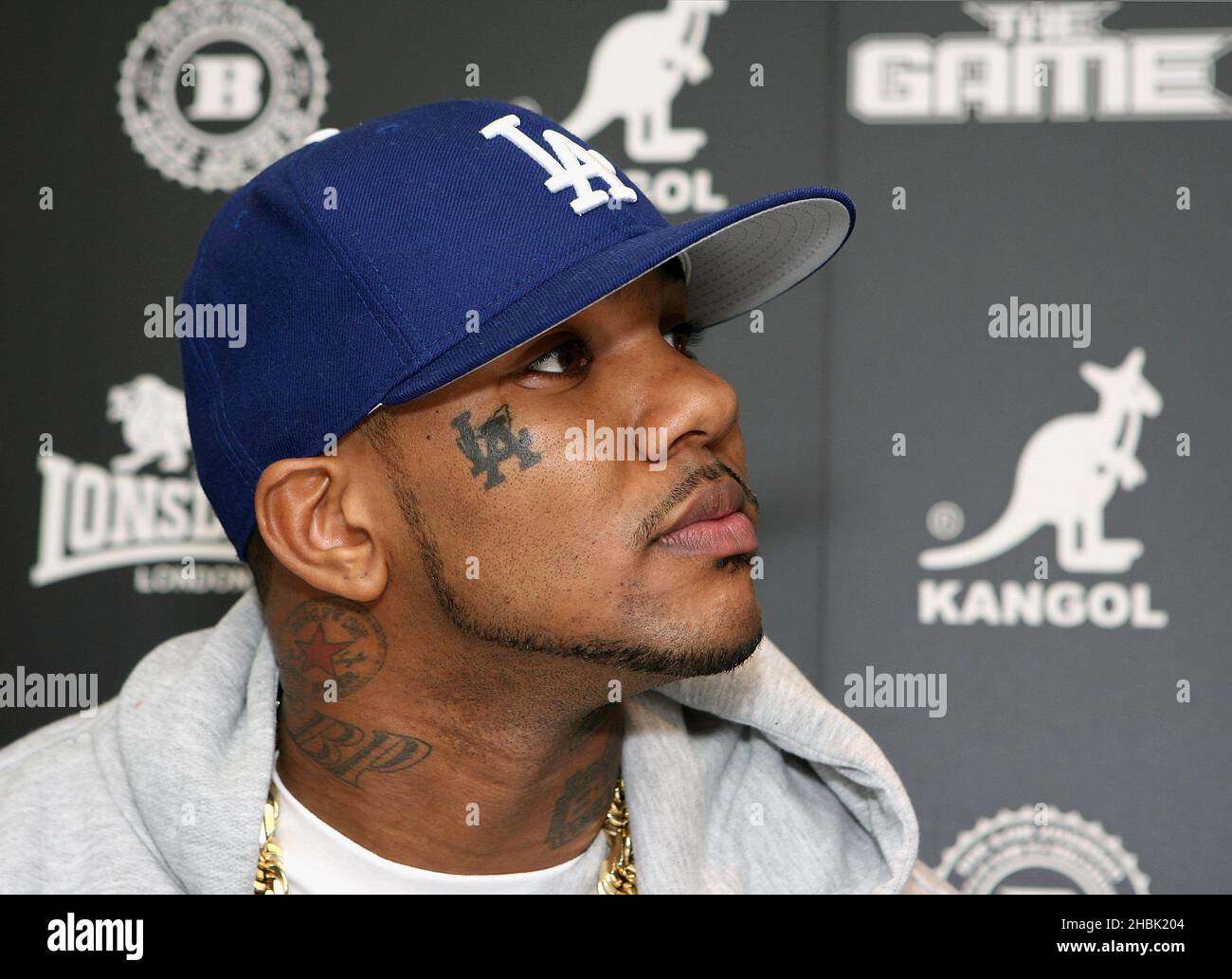 The Game appeared at Lillywhites sports store in London to sign a contract with Lonsdale as official sponsors of his European tour. Stock Photo