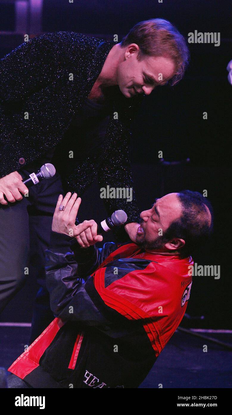 David Gest performs on stage with Jason Donovan at GAY Astoria in London. Stock Photo
