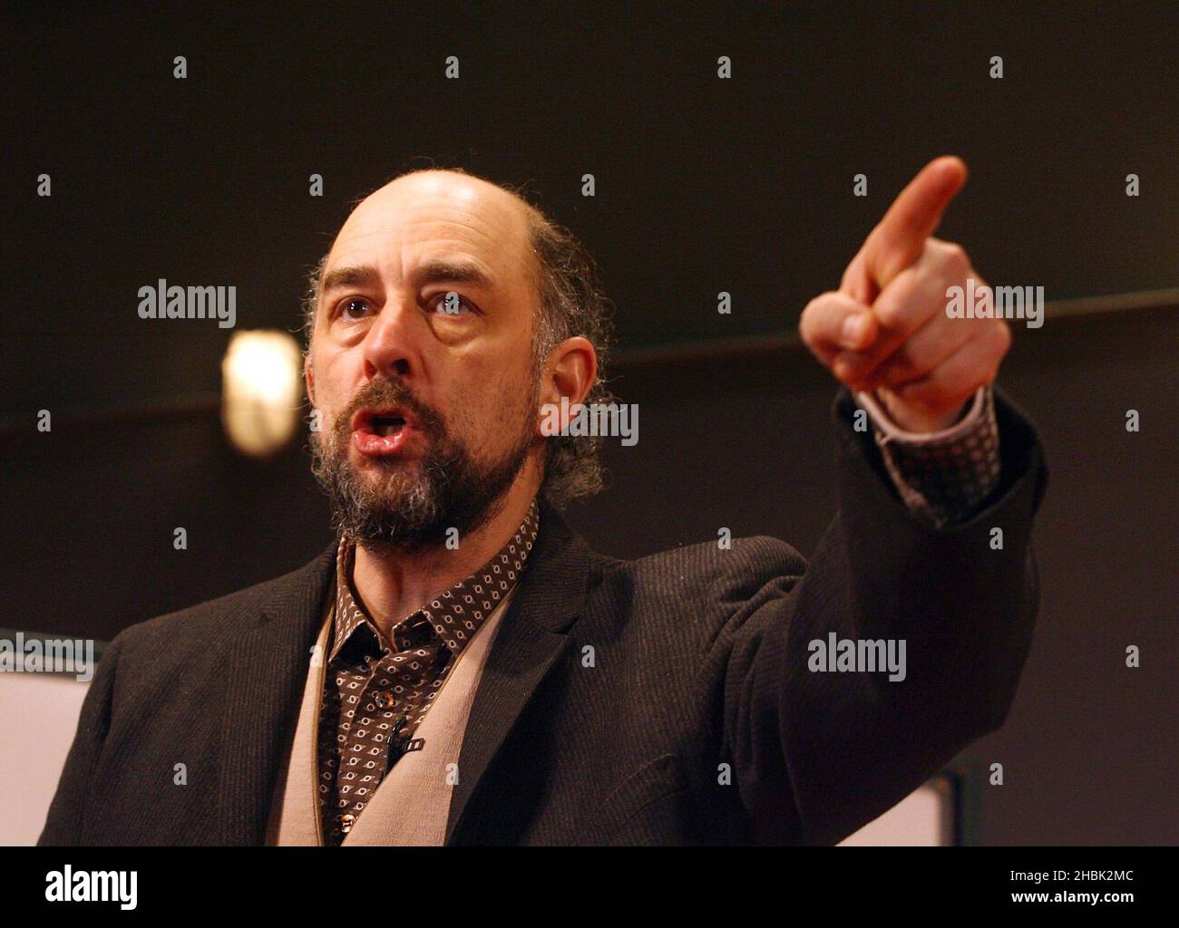 Michael Edwards and Carole Winter with Paul Coxwell present Richard Schiff starring in the British Premiere of 'Underneath the Lintel' by Glen Berger at the Duchess Theatre in London on February 9, 2007.  Entertainment *** Local Caption *** Stock Photo