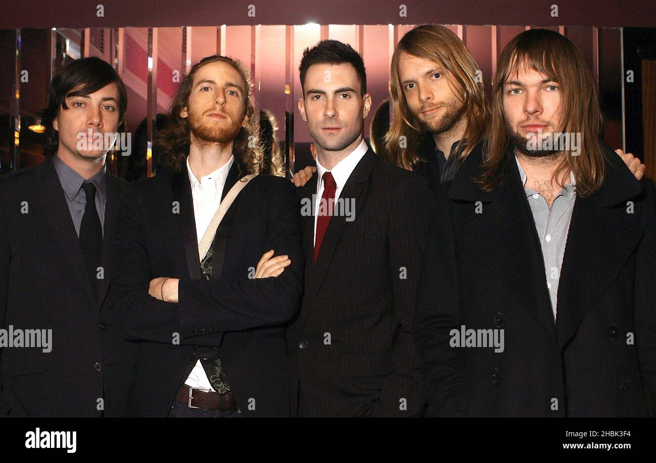 Maroon 5 attend their new album playback at Volstead, central London on March 13, 2007. Stock Photo