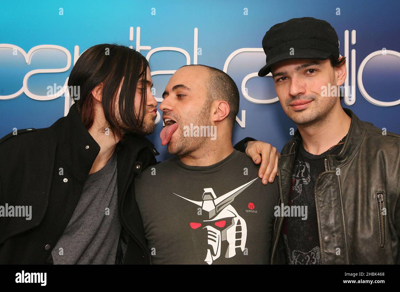 (From left to right) Jared Leto, drive time DJ Lucio and Tomo Milicevic ...