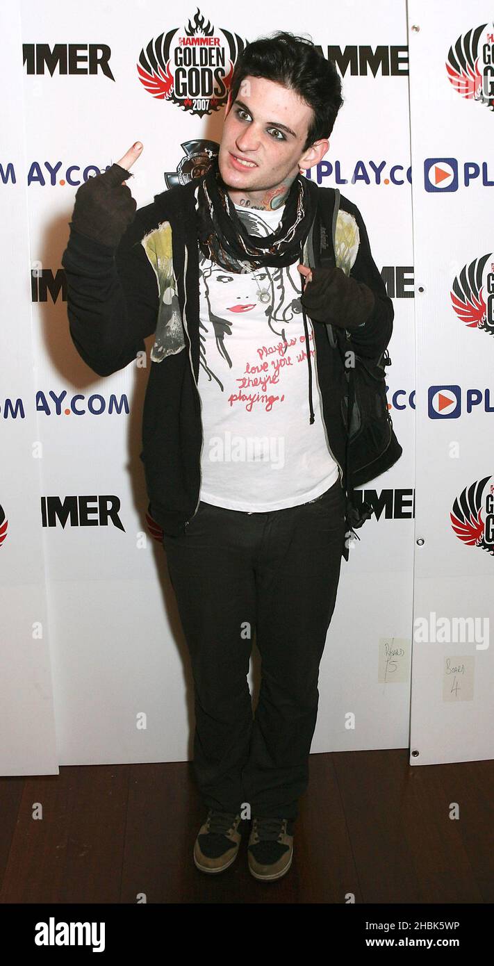 Wil Francis of Aiden arrive at the Metal Hammer Awards held at Koko, north London. Stock Photo