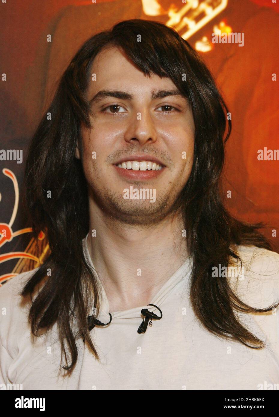 Andrew WK poses at the Hard Rock Cafe Backstage at Hyde Park Calling on June 24,2007 in London. Stock Photo
