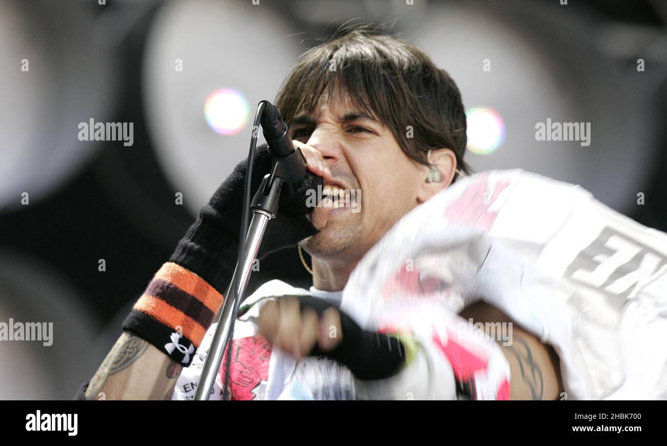 Red Hot Chili Peppers perform during the charity concert at Wembley