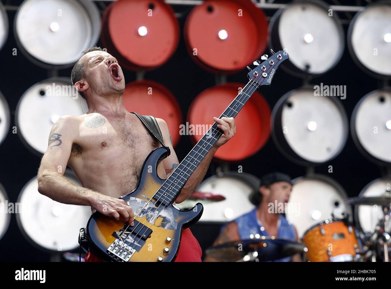 Red Hot Chili Peppers perform during the charity concert at Wembley