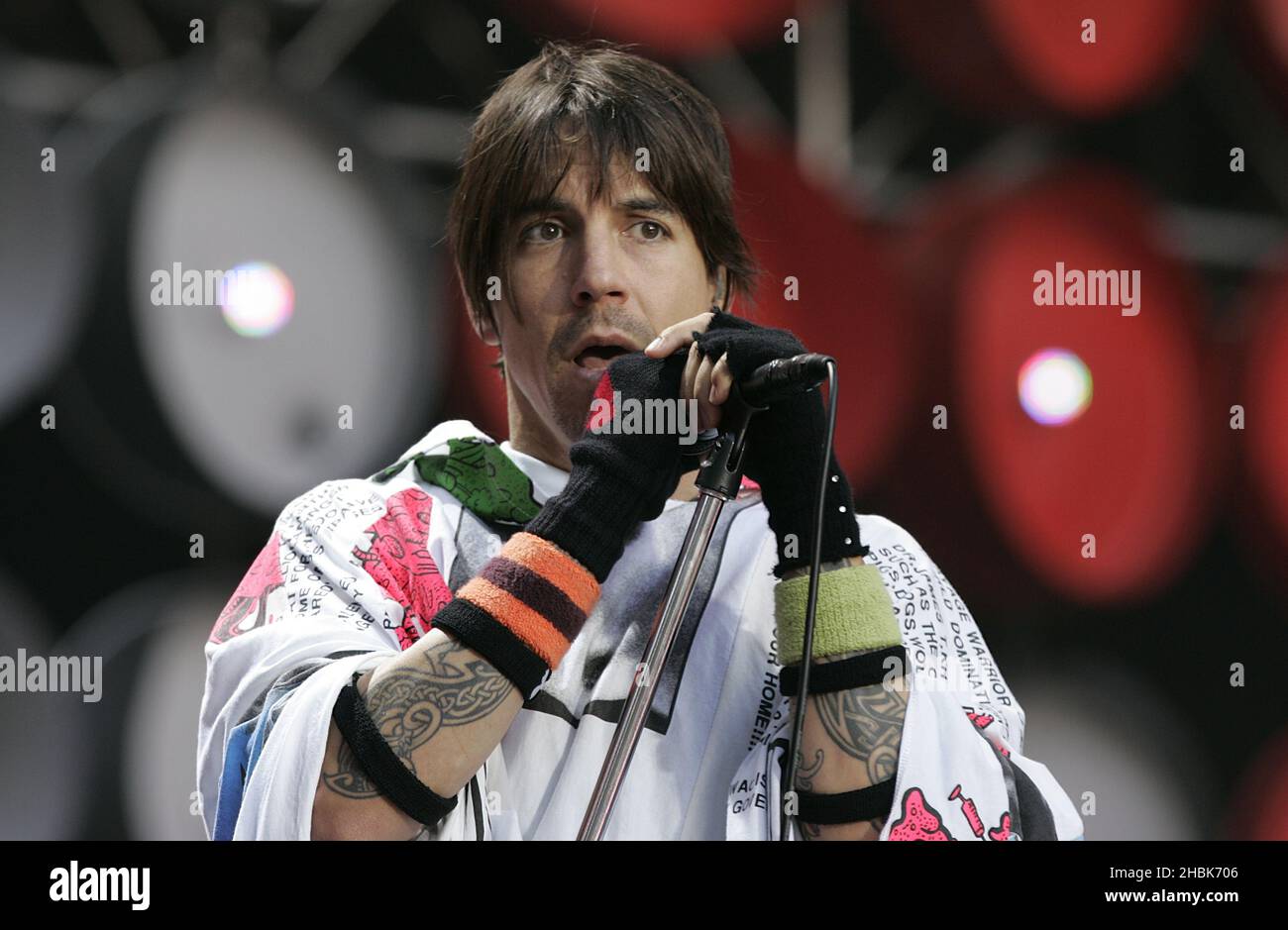 Red Hot Chili Peppers perform during the charity concert at Wembley