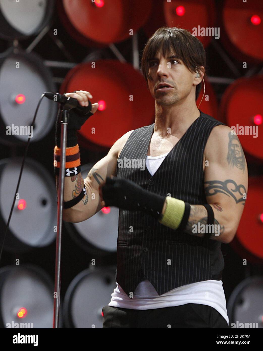 Red Hot Chili Peppers perform during the charity concert at Wembley