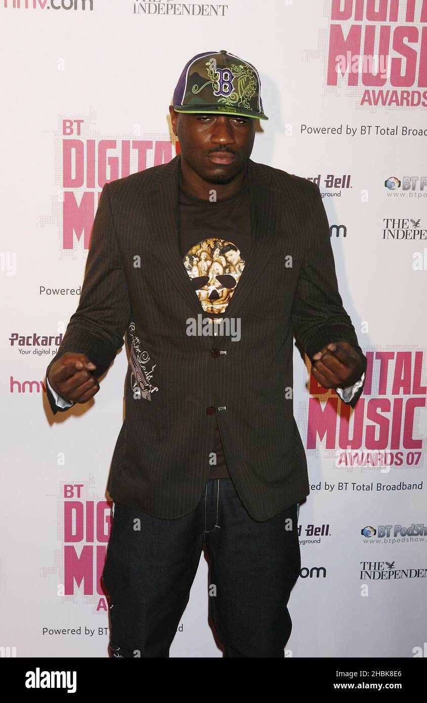 Lethal Bizzle arriving at the BT Digital Music Awards at the Roundhouse in London. Stock Photo