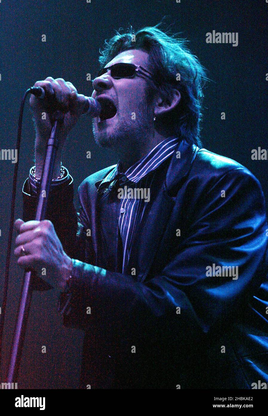 Shane MacGowan of The Pogues performs on stage at the Carling Academy in Brixton, London. Stock Photo