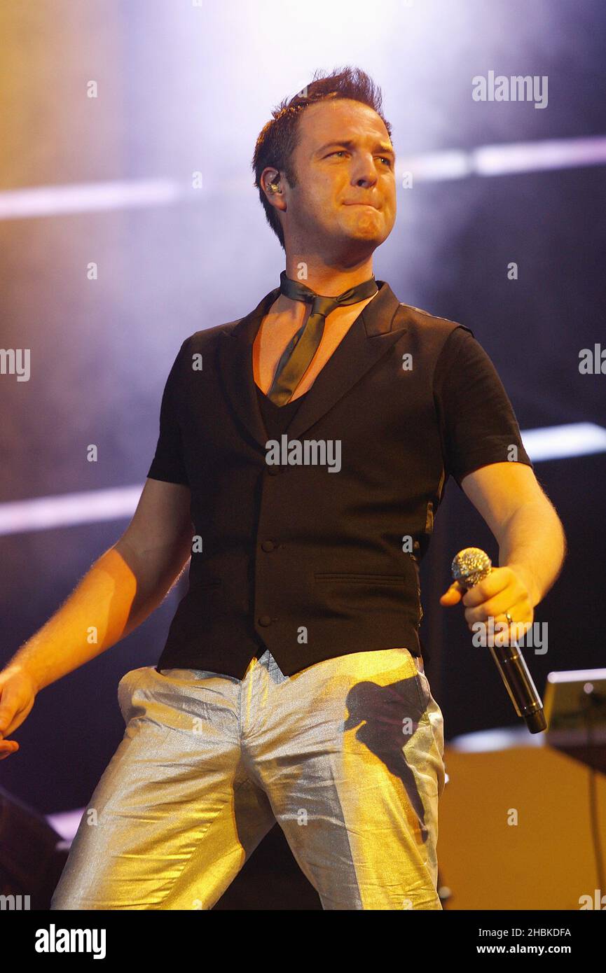 Mikey Graham of Boyzone performs at the 02 Arena, London. Stock Photo