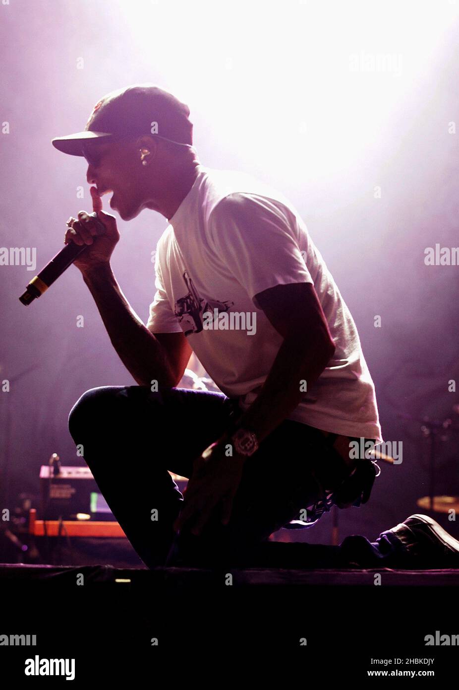 Pharell Williams of N.E.R.D performs live on stage at the Isle of Wight Festival. Stock Photo