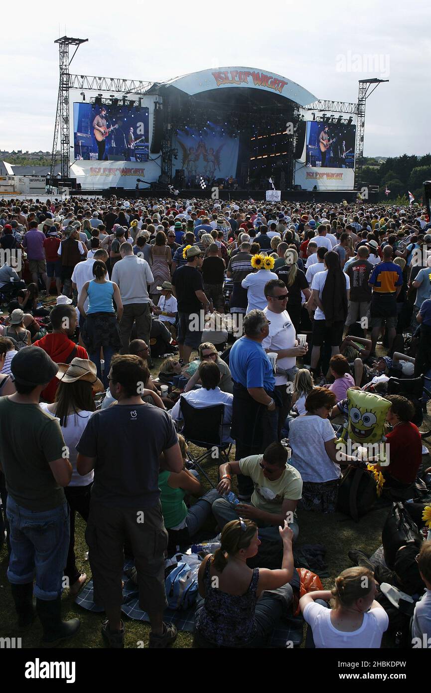 The crowd at the Isle of Wight Festival 2008 at Seaclose Park on the Isle of Wight. Stock Photo