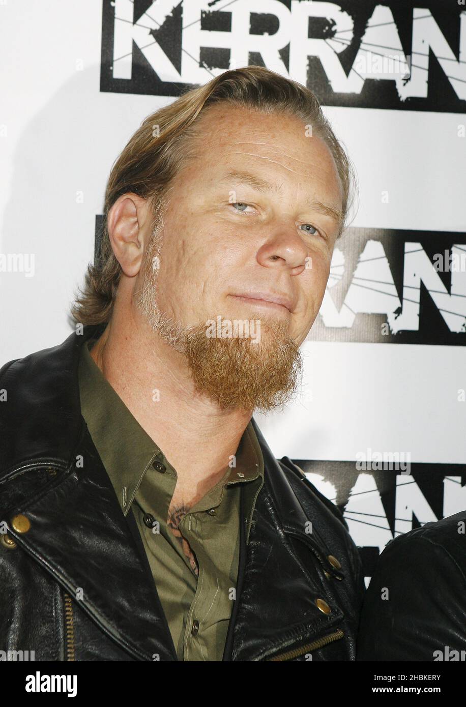 James Hetfield of Metallica arrives for the Kerrang Awards, at the Brewery, London. Stock Photo