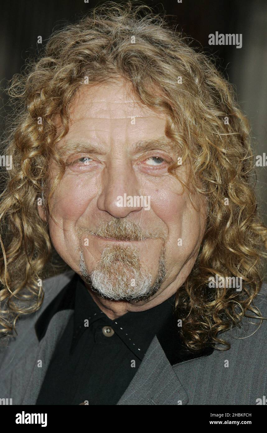 Robert Plant arrives at the Mercury Music Awards at the Grosvenor House Hotel, London. Stock Photo