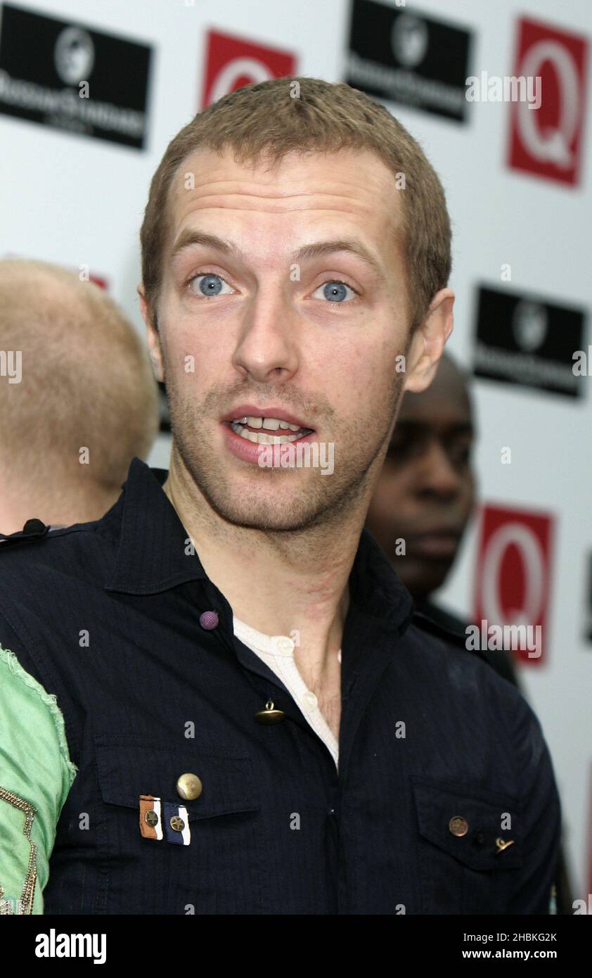 Chris Martin and Coldplay arriving at the Q Awards at Grosvenor House Hotel, London . Stock Photo