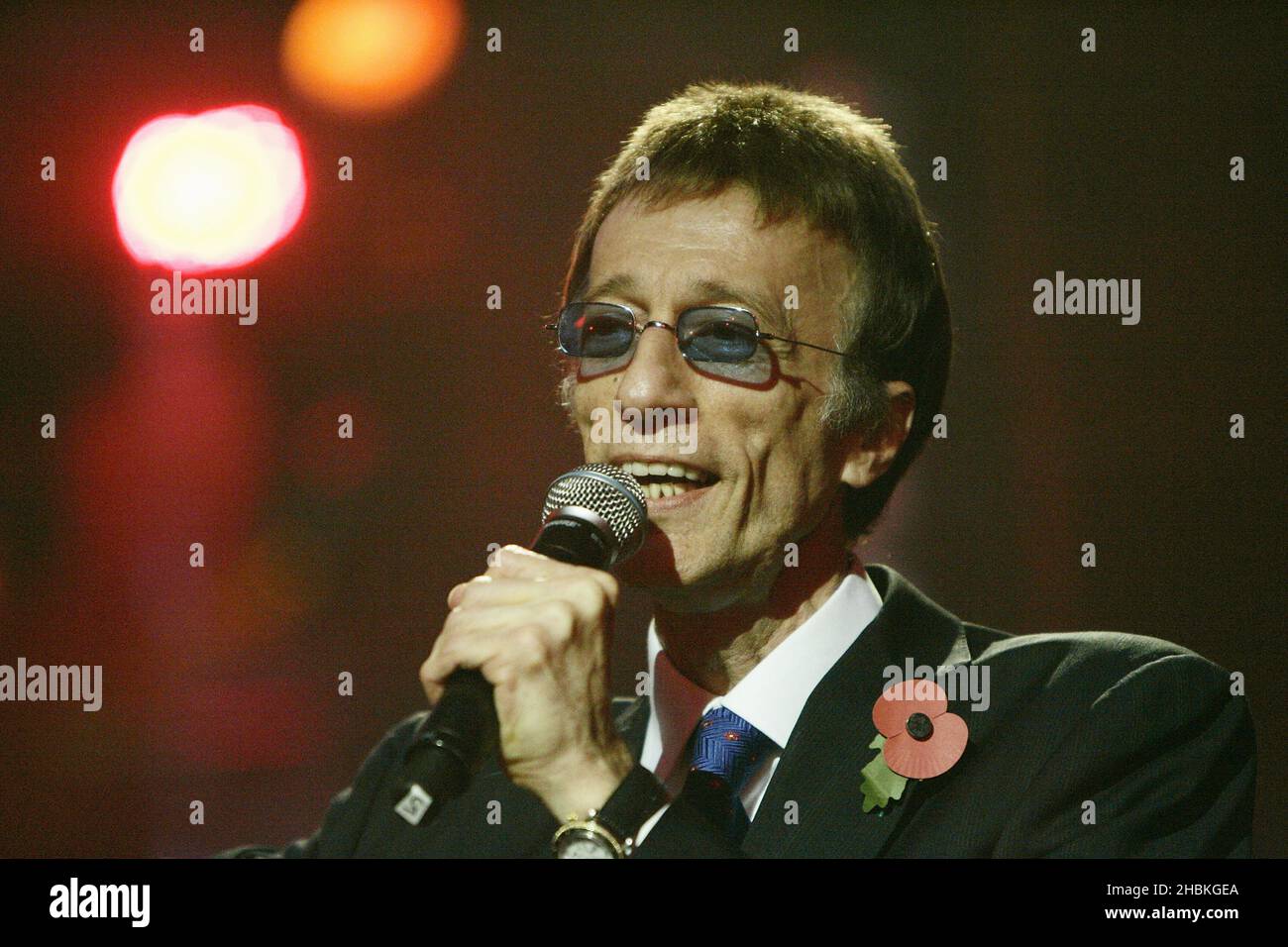 Robin Gibb performs at the BBC Electric Proms 2008 - Saturday Night Fever at the Roundhouse, Chalk Farm. Stock Photo