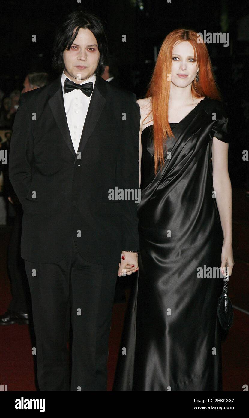 Jack White and Karen Elson arrive for the world premiere of 'Quantum Of Solace' at the Odeon Leicester Square in central London. Stock Photo