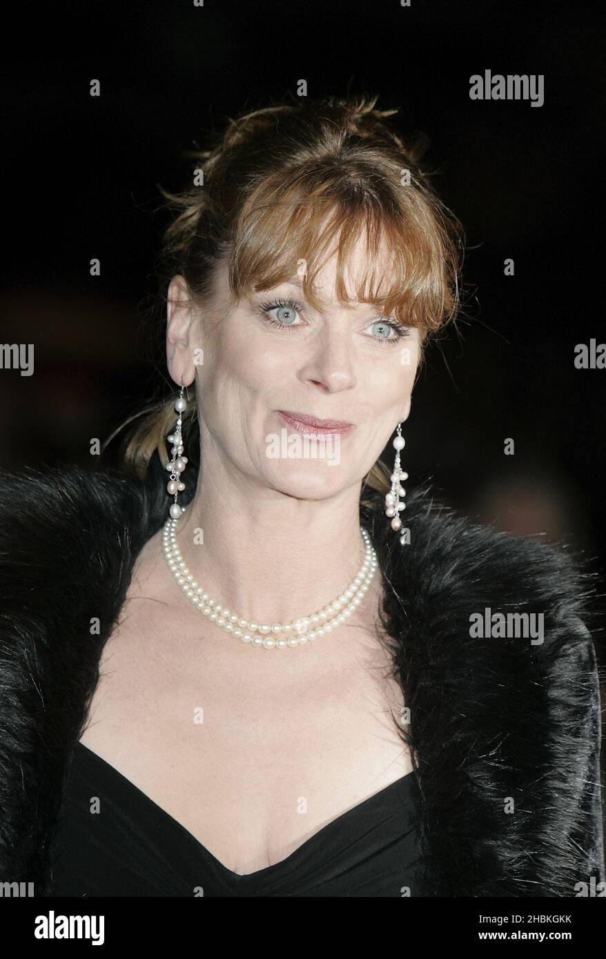 Samantha Bond arrives for the World premiere of 'Quantum Of Solace' at the Odeon Leicester Square, WC2. Stock Photo