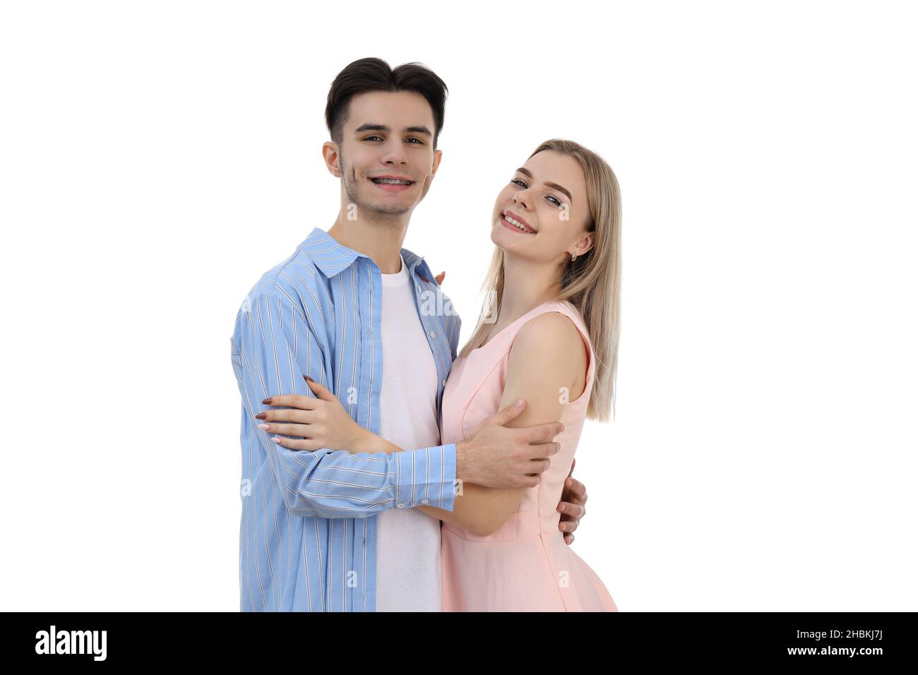 Cute and happy couple isolated on white background Stock Photo - Alamy