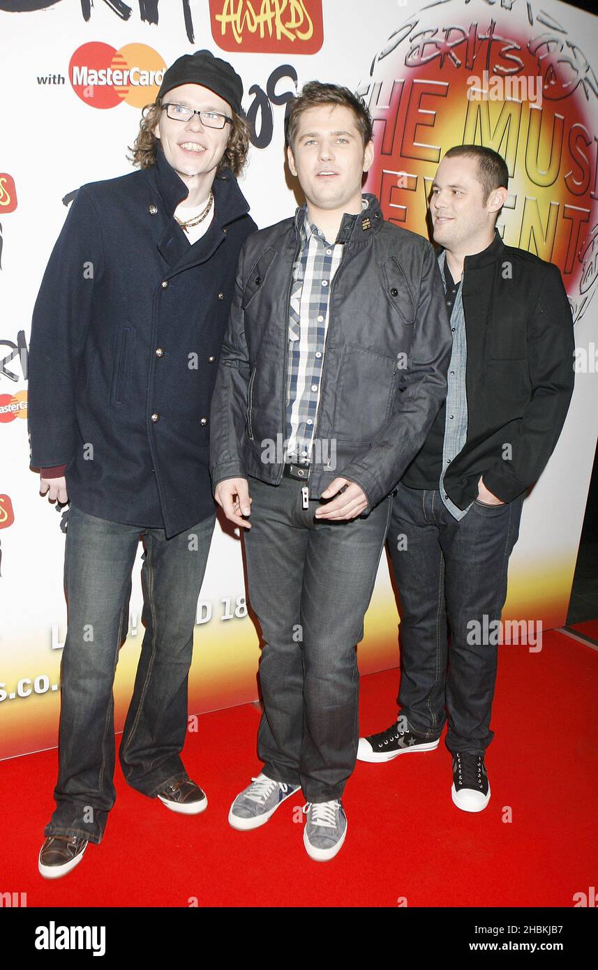 Scouting for Girls attending for the Brit Awards shortlist announcement at the Roundhouse in London. Stock Photo