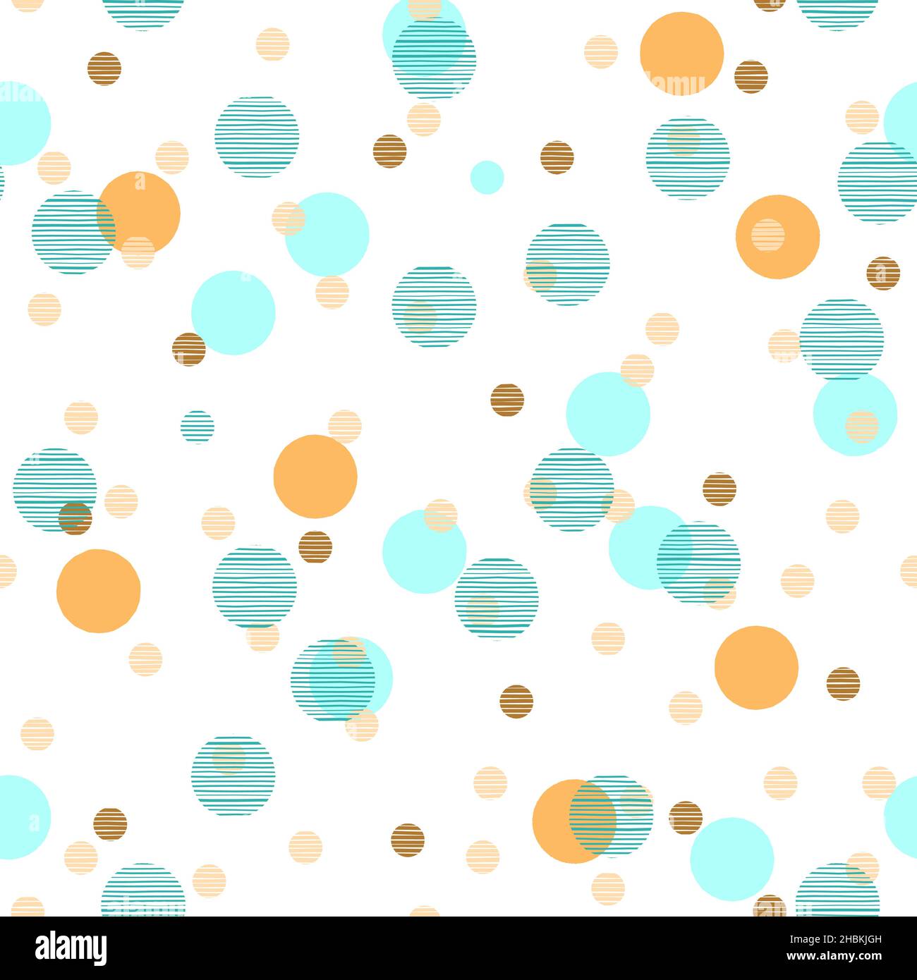 Fun Blue and Orange Geometric Seamless Pattern Design Stock Vector