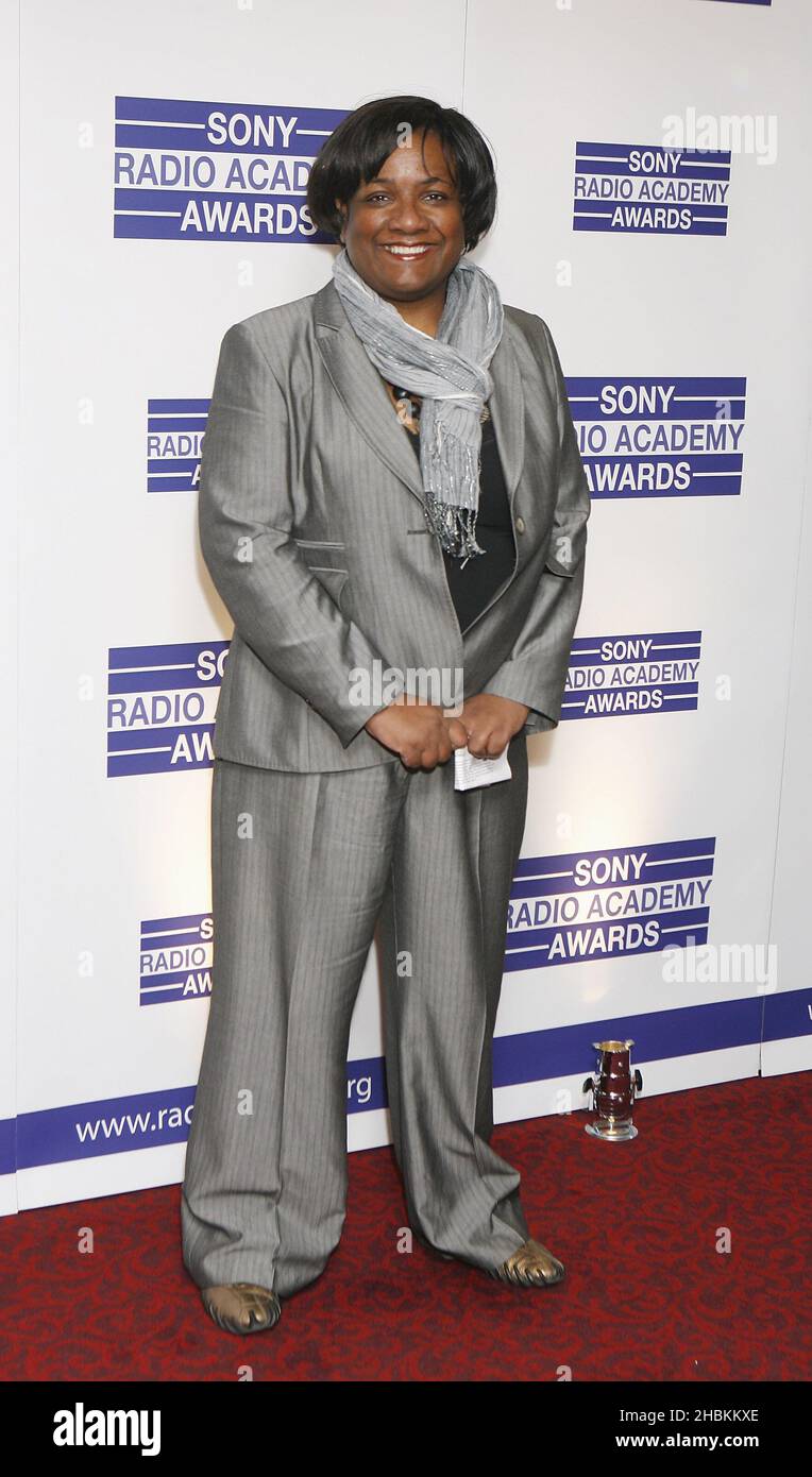 Diane Abbott arrives at the Sony Radio Academy Awards at the Grosvenor Hotel in London Stock Photo