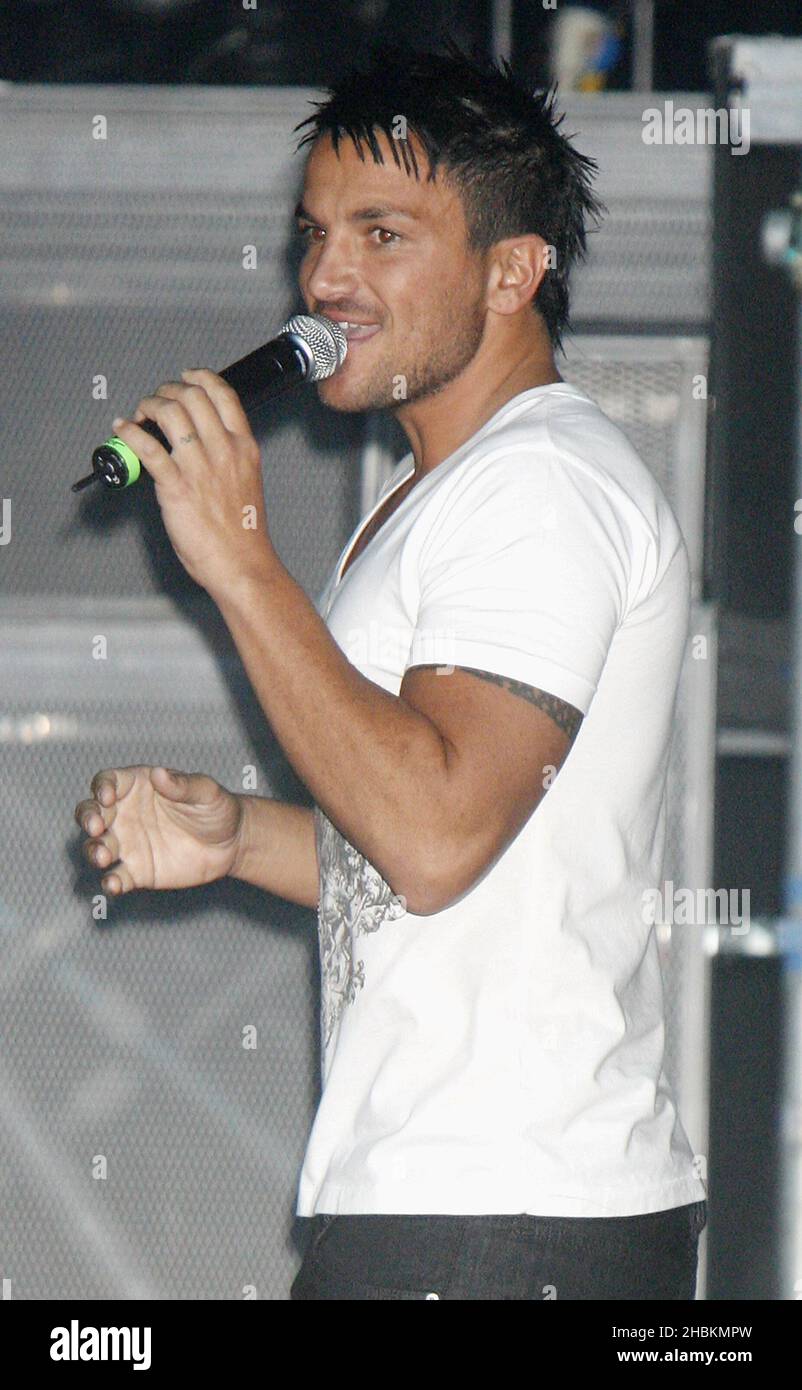 Peter Andre introduces 'Here Come the Boys', a show choreographed by Jennifer Lopez's ex-husband, Cris Judd, at the Indigo2 in The 02 Arena, London. Stock Photo
