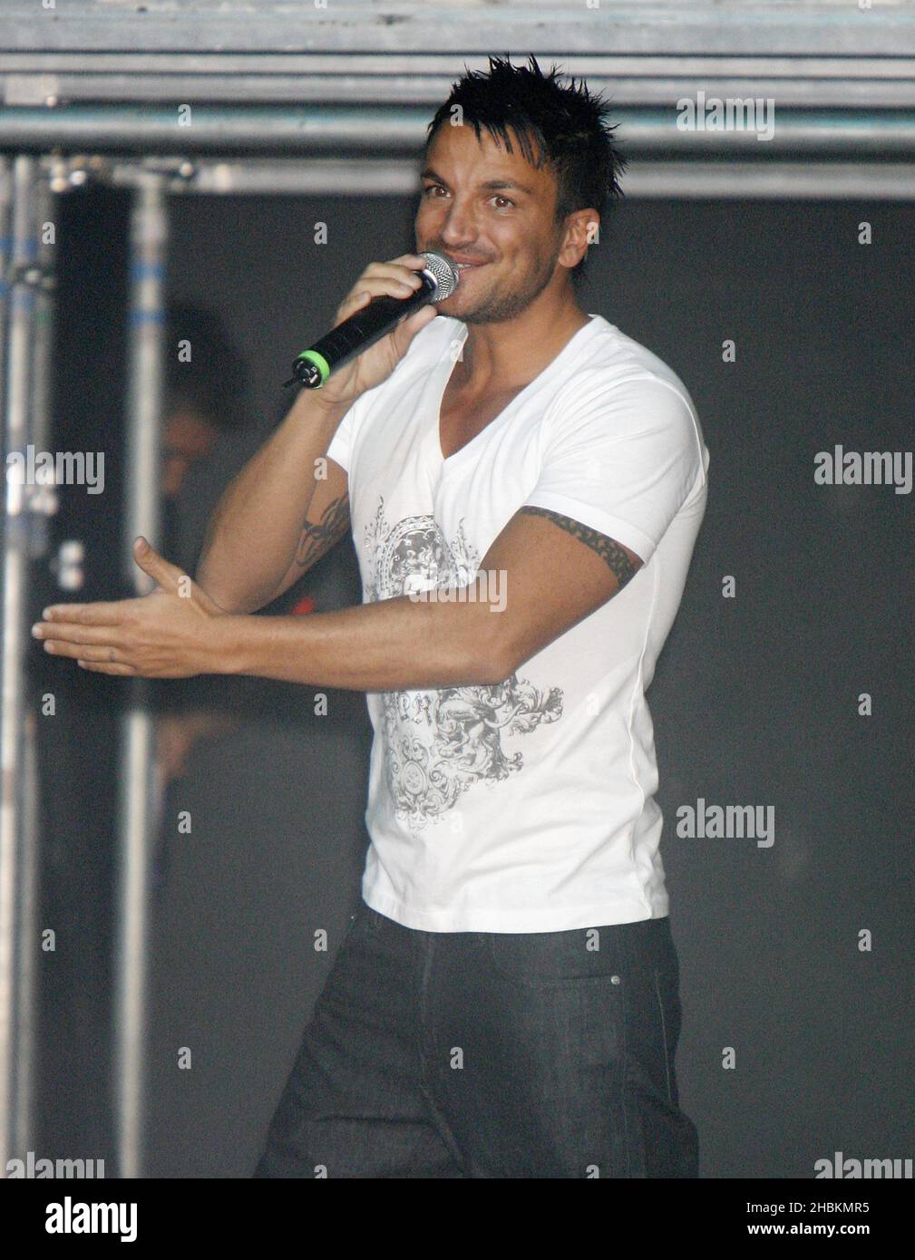 Peter Andre introduces 'Here Come the Boys', a show choreographed by Jennifer Lopez's ex-husband, Cris Judd, at the Indigo2 in The 02 Arena, London. Stock Photo