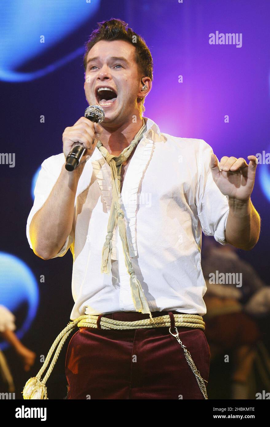 Stephen Gately of Boyzone performs at Wembley Arena, London Stock Photo