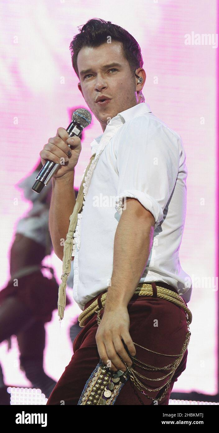 Stephen Gately of Boyzone performs at Wembley Arena, London Stock Photo