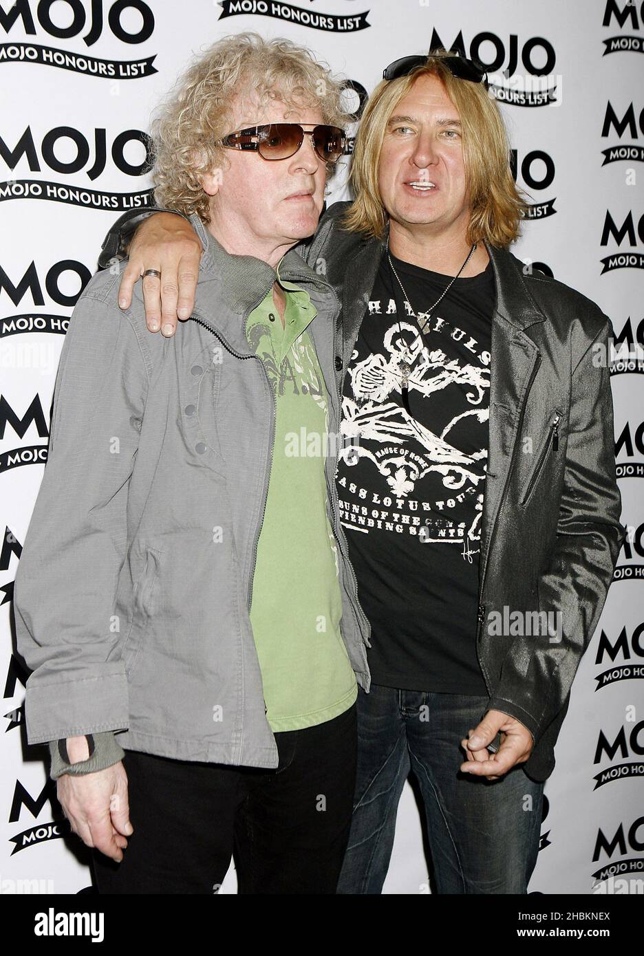 Ian Hunter of Mott The Hoople and Joe Elliott of Def Leppard at the MOJO Awards at The Brewery in London. Stock Photo