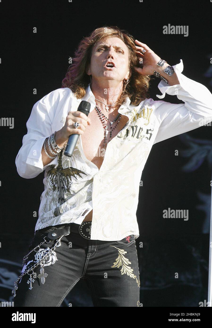 David Coverdale of Whitesnake performs on stage at Download Festival 2009 at Donnington Park, in Derby, England Stock Photo