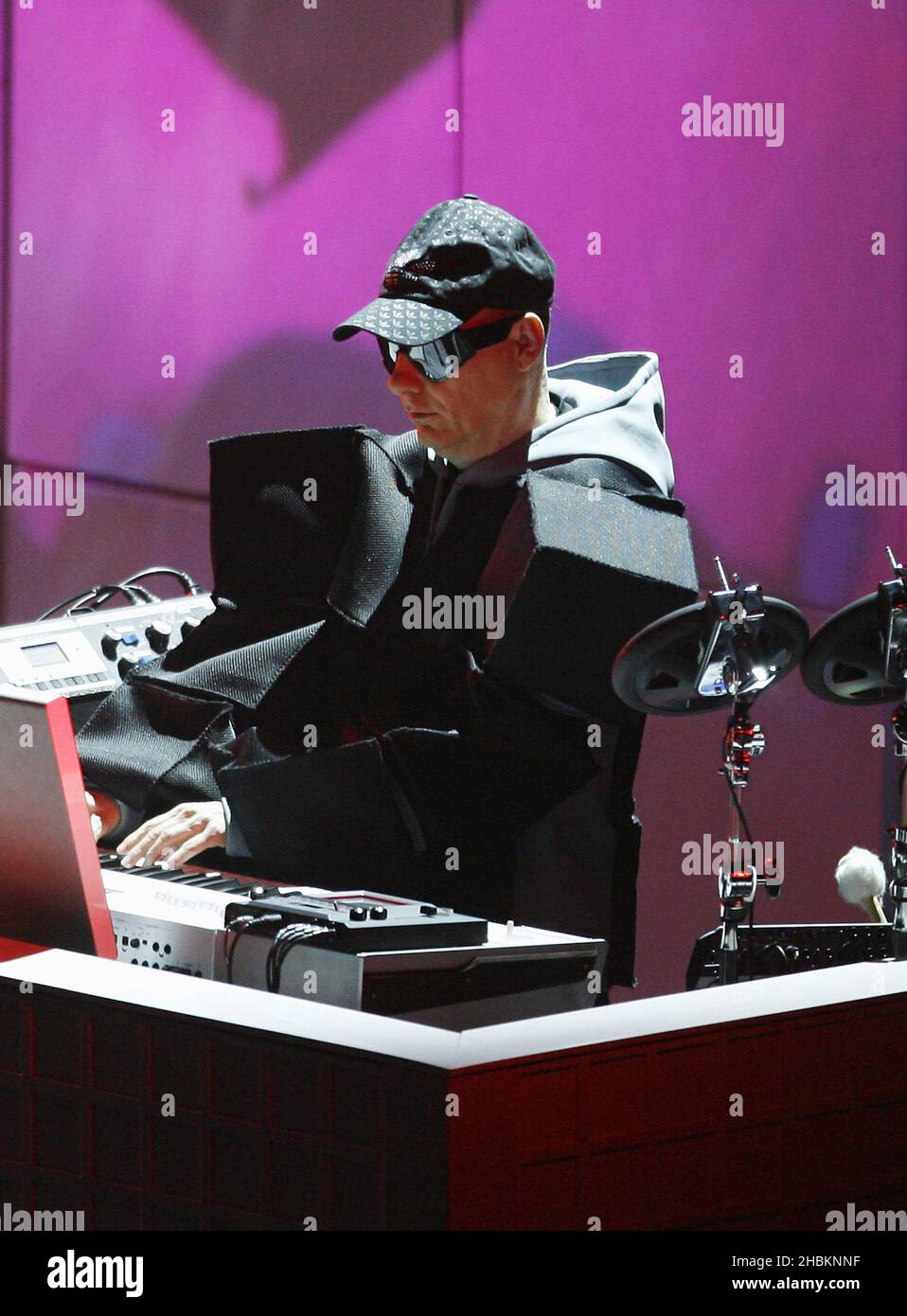 Chris Lowe of the Pet Shop Boys performs on stage at the O2 arena, London Stock Photo