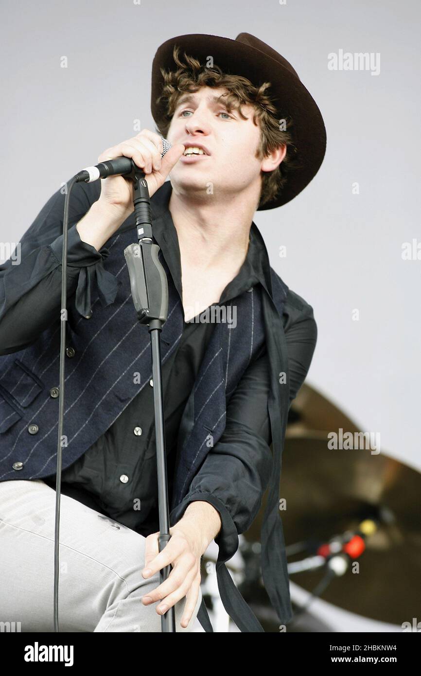 Luke Pritchard of The Kooks performs on stage on day one of the Hard Rock Calling Festival in Hyde Park, London. Stock Photo