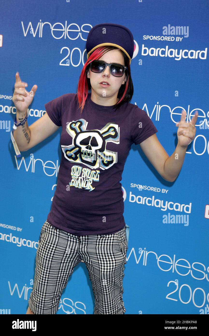 Lady Sovereign poses in the Press Room at the Wireless Festival Day 2 in Hyde Park, London Stock Photo