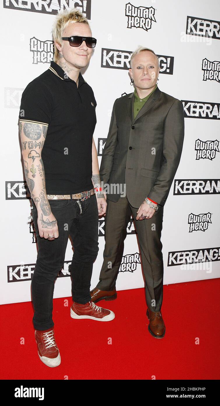 Liam Howlett and Keith Flint of Prodigy arrive at the Kerrang Awards at the Brewery in London. Stock Photo