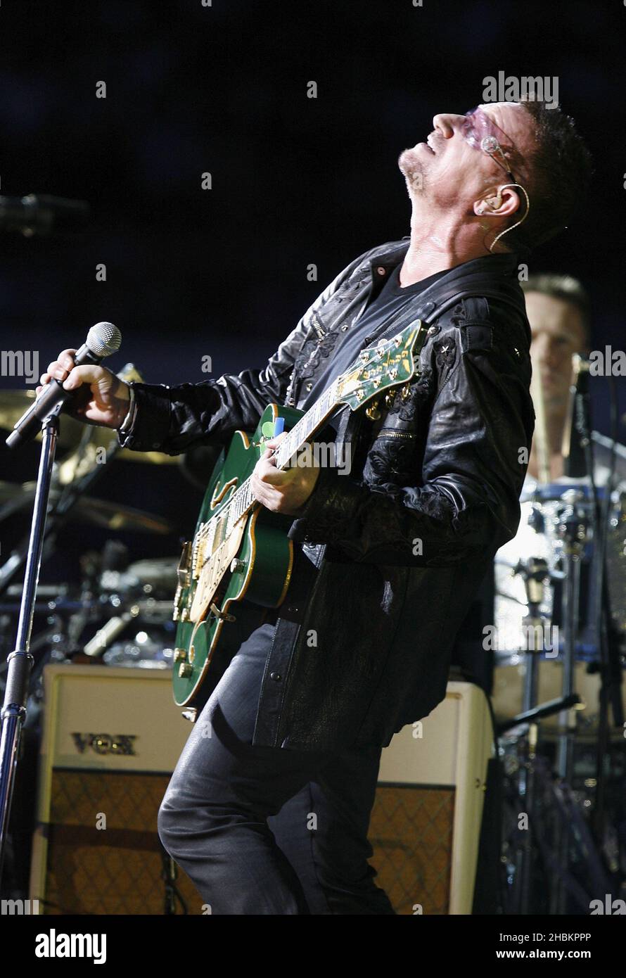 Bono of U2 performs at Wembley Stadium in London, UK Stock Photo