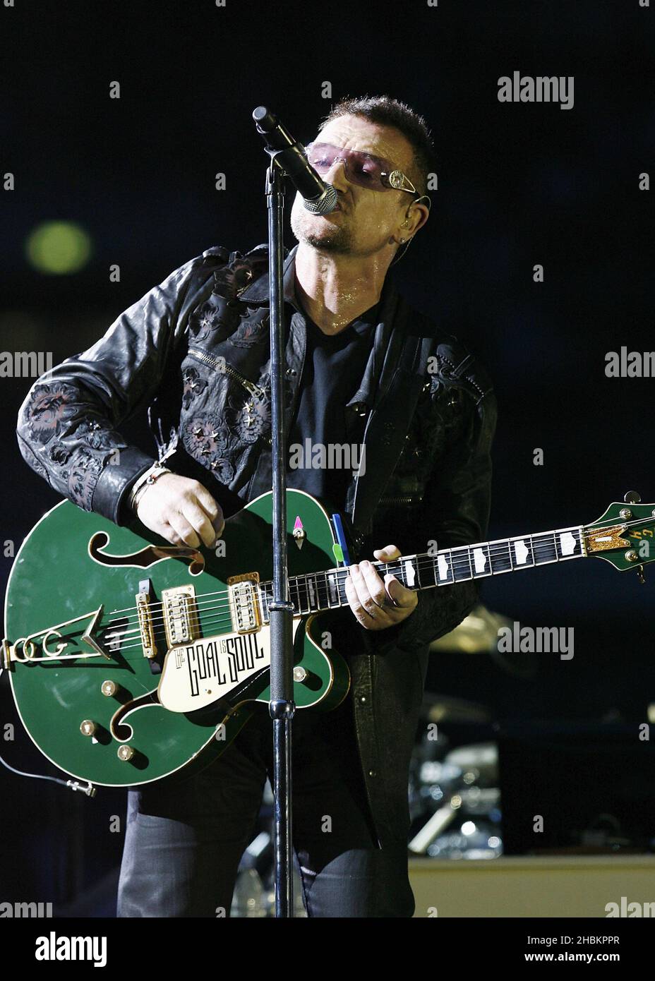 Bono of U2 performs at Wembley Stadium in London, UK Stock Photo