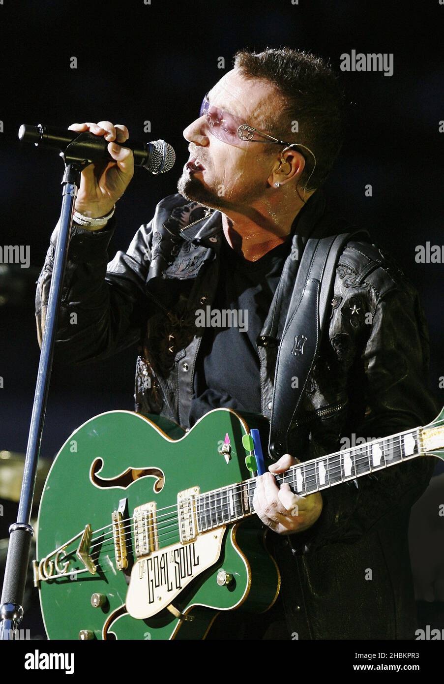 Bono of U2 performs at Wembley Stadium in London, UK Stock Photo