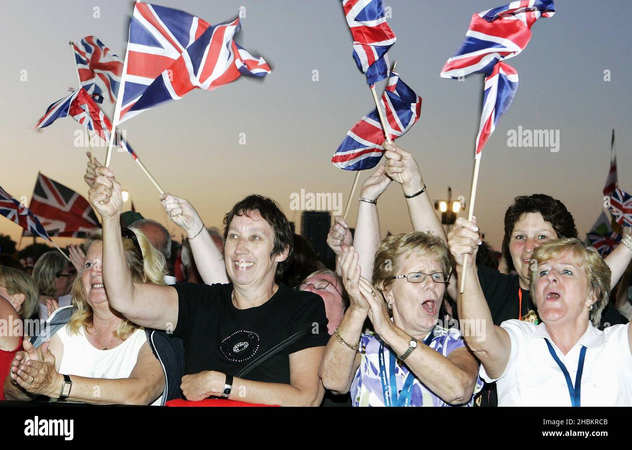 Crowd fans at the BBC Proms at Hyde Park, London. Stock Photo