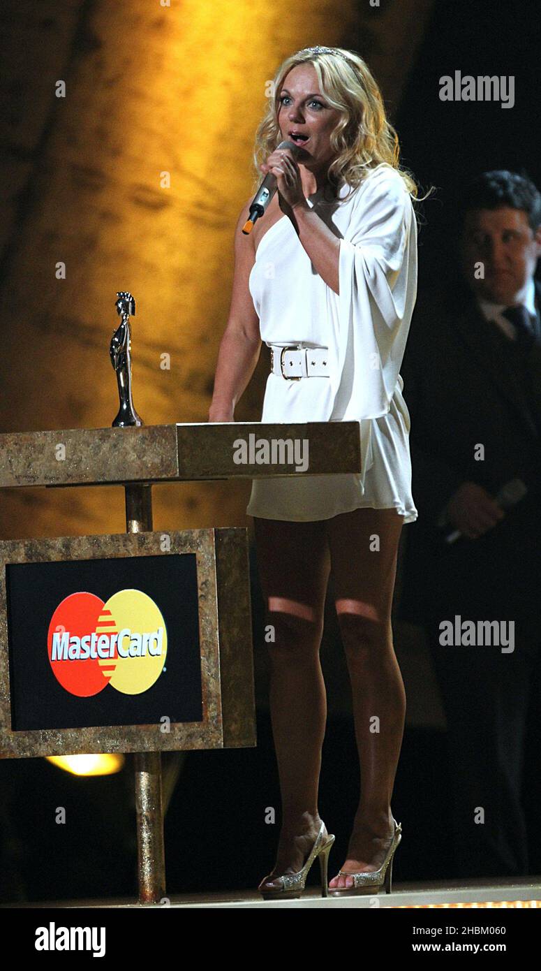 Geri Halliwell during the BRIT Awards 2010, at Earls Court, London. Stock Photo