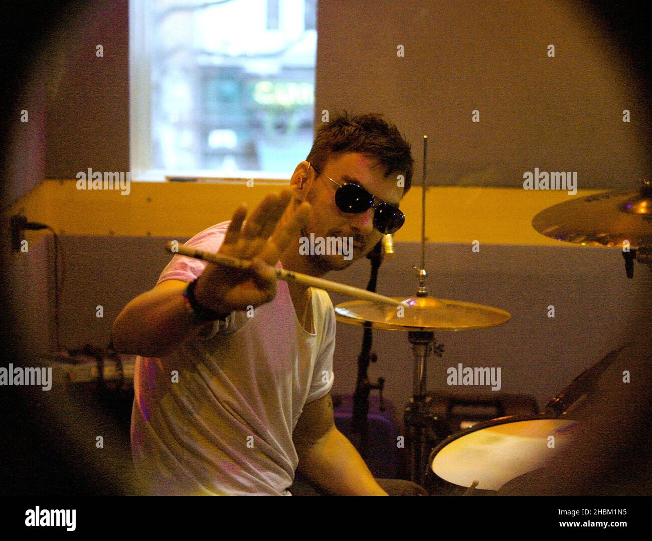 Shannon Leto and his band 30 Seconds to Mars perform at XFM on March 29, 2010. Stock Photo