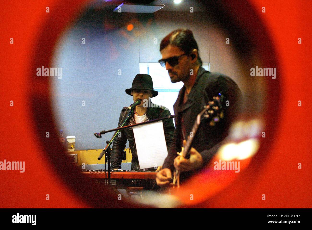 Jared Leto and his band 30 Seconds to Mars perform at XFM on March 29, 2010. Stock Photo