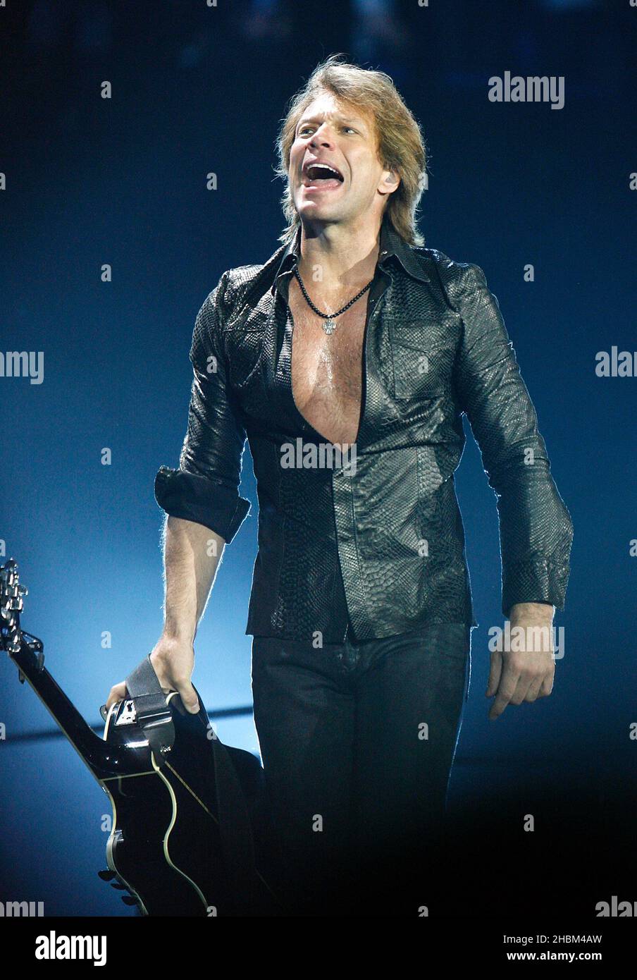 Jon Bon Jovi performs on stage with Bon Jovi at the O2 Arena in London ...
