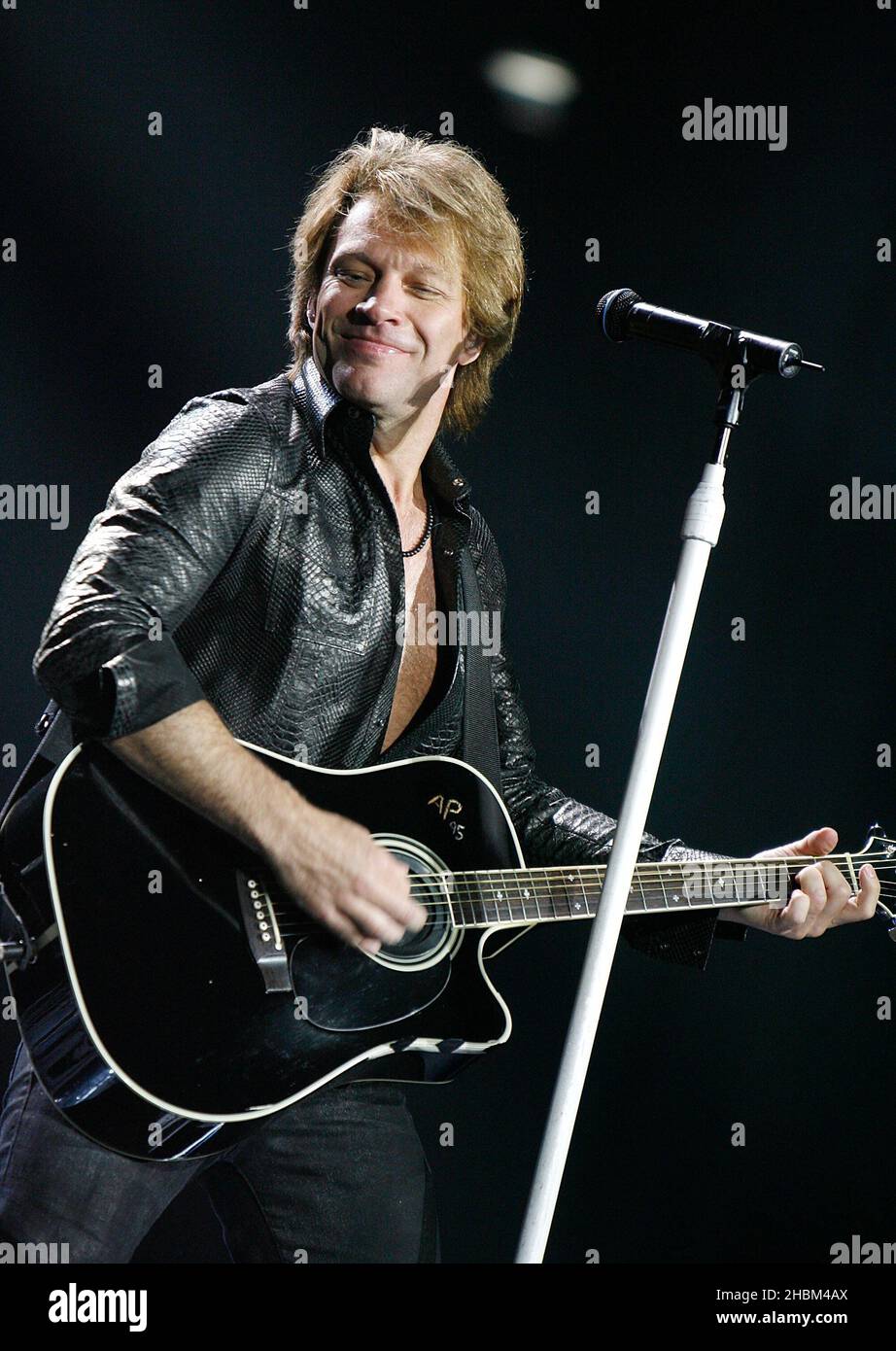 Jon Bon Jovi performs on stage with Bon Jovi at the O2 Arena in London ...