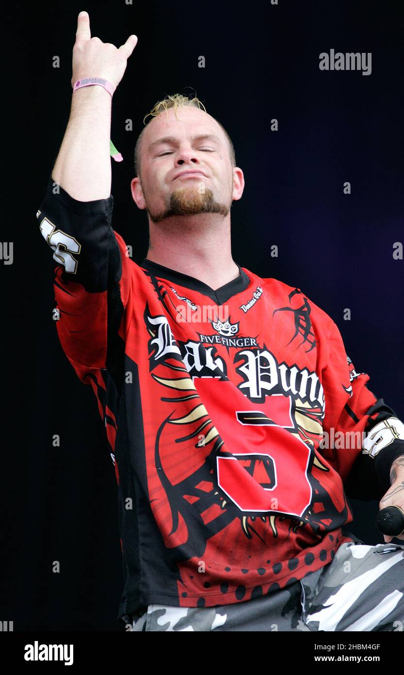 Zoltan Bathory, guitarist of Five Finger Death Punch, performs on stage  during day 2 at the Download Festival in Castle Donnington, Leicestershire  Stock Photo - Alamy